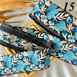 30cm  インド刺繍リボン シルク  花柄 18枚目の画像