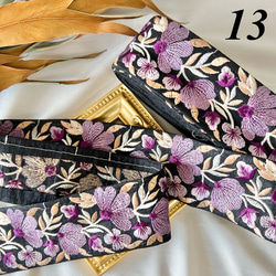 30cm  インド刺繍リボン シルク  花柄 16枚目の画像