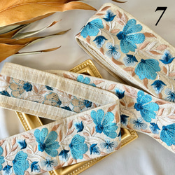 30cm  インド刺繍リボン シルク  花柄 10枚目の画像
