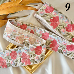 50cm  インド刺繍リボン シルク  花柄 12枚目の画像