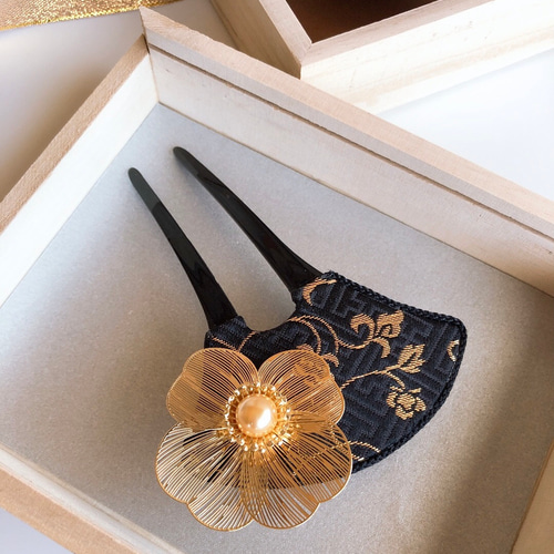 再販】バチ型かんざし 扇形二本足簪 和装髪飾り 着物ヘア 成人式