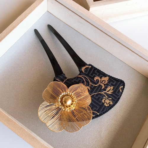 再販】バチ型かんざし 扇形二本足 和装髪飾り 着物ドレスヘア 成人式前