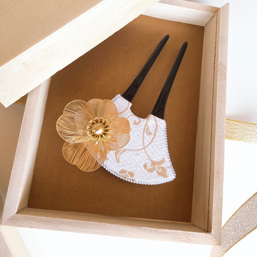 再販】バチ型かんざし 扇形二本足 和装髪飾り 着物ドレスヘア 成人式前