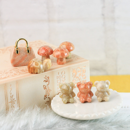 選べる】フォッシルコーラル クマちゃん ネックレスチャーム