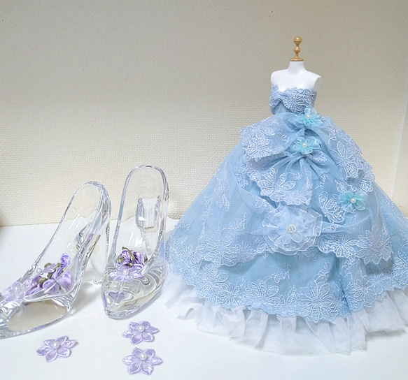 645一点物 ミニチュアウェディングドレス シンデレラ風ドレス サックス