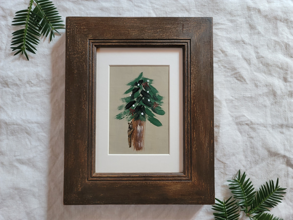 クリスマスツリーとクマさん　カレンダーの原画 1枚目の画像