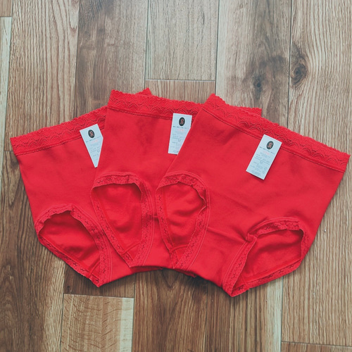 赤パンツ こだわり日本製 3枚セット 肌側綿100％ 赤ショーツ 健康 L