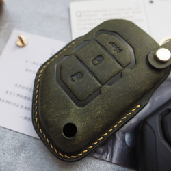 本革の手縫いJeep/Wranglerジープ ラングラースマートキーケース 名