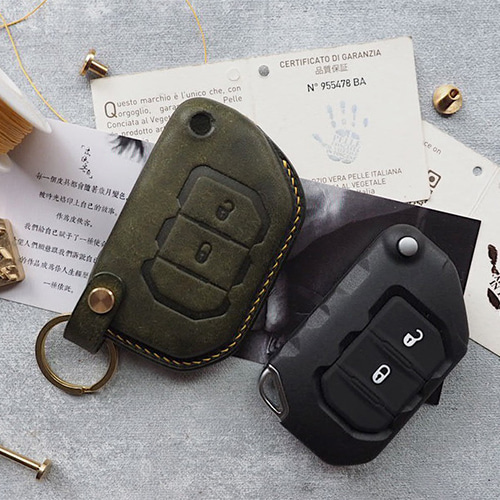 本革の手縫いJeep/Wranglerジープ ラングラースマートキーケース 本革の手縫いJeep/Wranglerジープ ラングラースマートキーケース