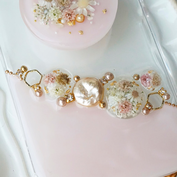 iPhoneケース スマホケース　Android antique flower jewelry  押し花　スマホグリップ 13枚目の画像