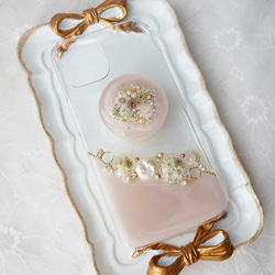 iPhoneケース スマホケース　Android antique flower jewelry  押し花　スマホグリップ 9枚目の画像