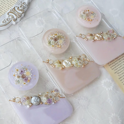 iPhoneケース スマホケース　Android antique flower jewelry  押し花　スマホグリップ 2枚目の画像