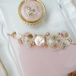 iPhoneケース スマホケース　Android antique flower jewelry  押し花　スマホリング 13枚目の画像