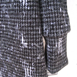 ウール混ジャガードニット・衿付きチュニック・黒系 3枚目の画像