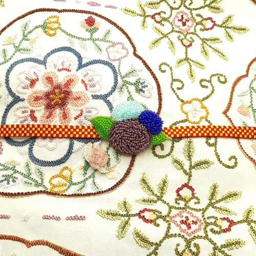 紫陽花にかたつむりのブローチ ＊オートクチュールビーズ刺繍