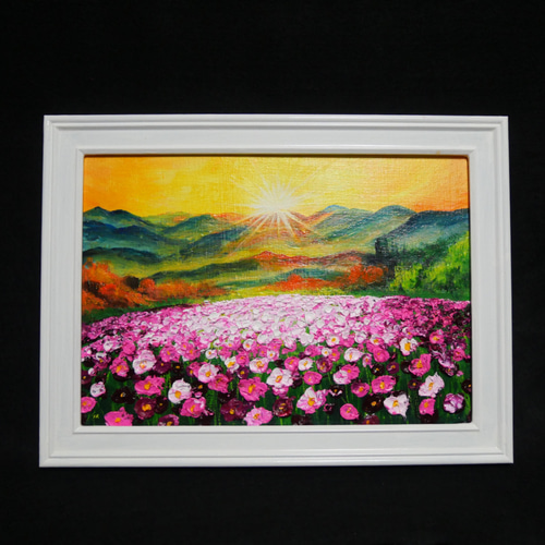 油絵 絵画【赤いコスモス】 9c924b24043e012340f14583b5539d
