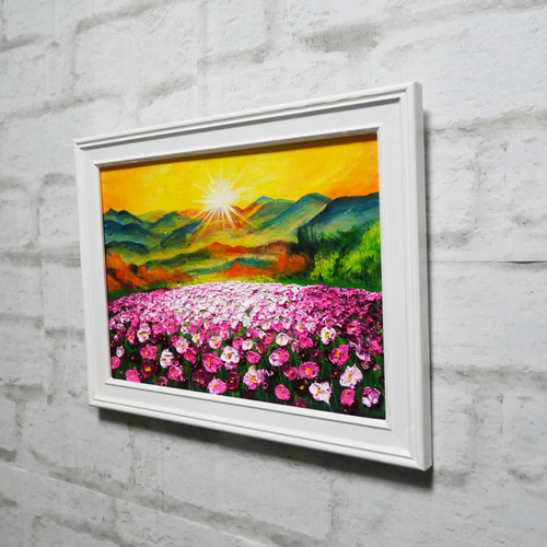 油絵 絵画 【コスモスの丘】 絵画 HR 通販 16738590｜Creema