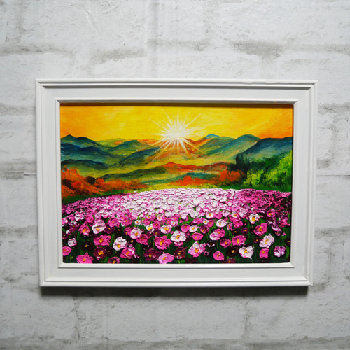 油絵 絵画 【コスモスの丘】 絵画 HR 通販 16738590｜Creema