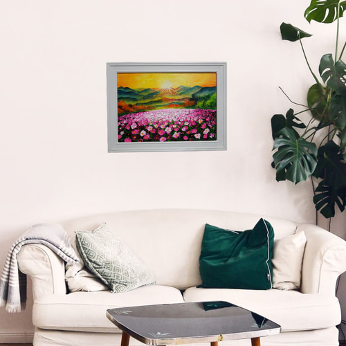 油絵 絵画 【コスモスの丘】 絵画 HR 通販 16738590｜Creema