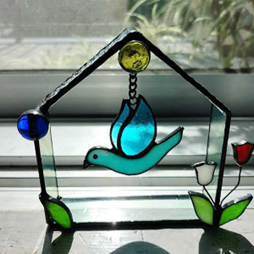 青い鳥のサンキャッチャー サンキャッチャー ステンドグラス みずまち
