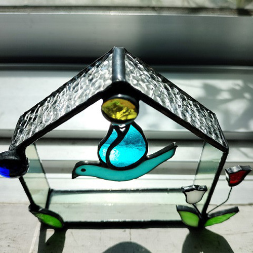 青い鳥のサンキャッチャー サンキャッチャー ステンドグラス みずまち