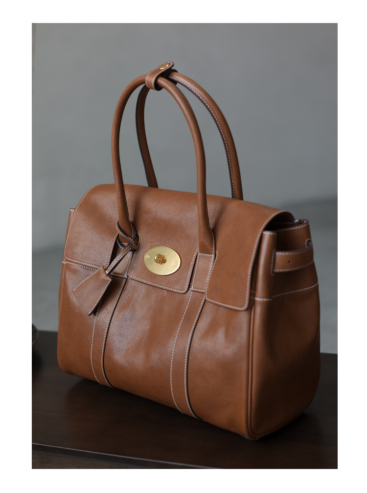 大容量bayswater通勤トートバッグ ビンテージ·ショルダーバッグ #キャラメル色