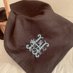 poritorie マーガレット刺繍 リネンカバー かご バスケット リネンかごカバー 北欧風手刺繍バスケットカバーB かごバッグ Ha