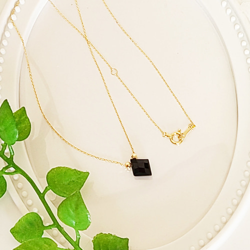 【K18】オニキス ネックレス 6mm ロング 天然 ゴールド刻印 K18】オニキス ネックレス 6mm ロング 天然 ゴールド刻印