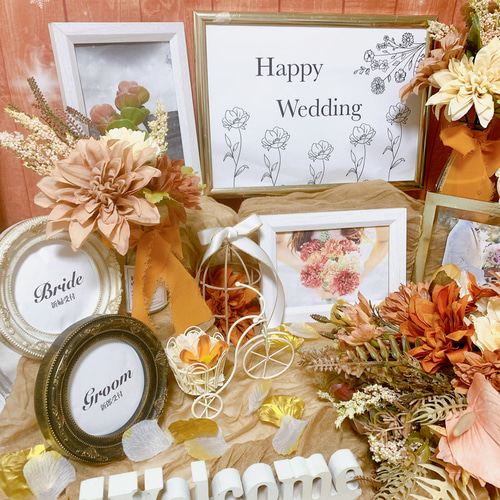 受注製作 No.1020 ブーケ付ウェルカムスペース 結婚式 テラコッタ 秋婚