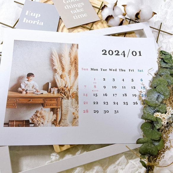 A5 開始月が選べる　オリジナル　カレンダー【D マット紙】2024年カレンダー　表紙付き 壁掛け 写真入り  写真 3枚目の画像