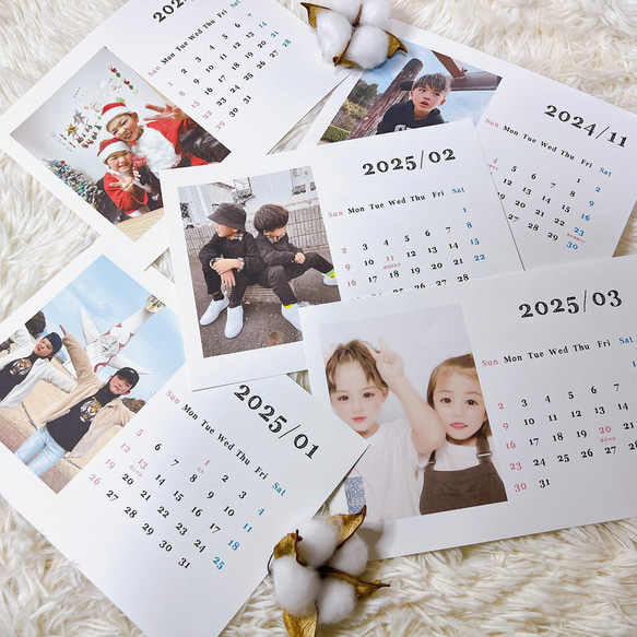 A5 開始月が選べる　オリジナル　カレンダー【D マット紙】2024年カレンダー　表紙付き 壁掛け 写真入り  写真 2枚目の画像