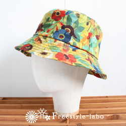 花柄のハット<つばの長さ6.5㎝>　春夏　オールシーズン　帽子　紫外線対策　ファッション　おでかけ　アウトドア 2枚目の画像