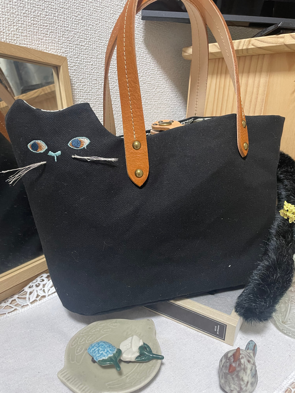 黒猫ちゃん　猫好きさんの為のトートバック 2枚目の画像