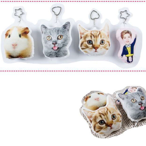 うちの子オーダーメイド】うちの子 キーホルダー小さな枕 ペット 写真