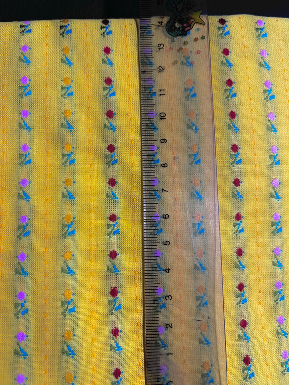 花柄織　刺繍柄　イエロー　播州織　コットン　ハンドメイド　可愛い　国産品 5枚目の画像