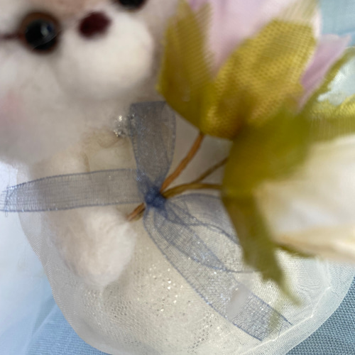 ふわふわリスのウェルカムドール 羊毛フェルト 足裏にイニシャル