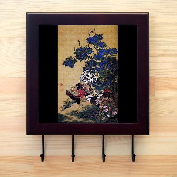 伊藤若冲『 紫陽花双鶏図 』のカギ掛けフォトタイル 2 1枚目の画像