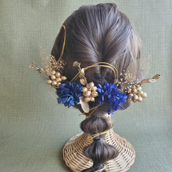 【選べるカラー】　ゴールド　花材　髪飾り　ユーカリ　リーフ　あじさい　成人式　和装　結婚式 11枚目の画像