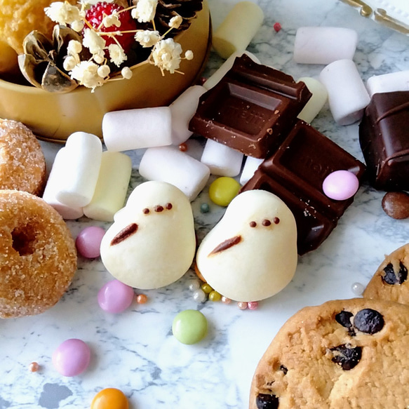 シマエナガのチョコレート型（つぶら）（２３）　シリコンモールド　お菓子　手作り　プレゼント 1枚目の画像