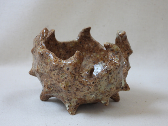 ナチュラルカラー(棘棘)香立て付き陶製ボウル 7枚目の画像