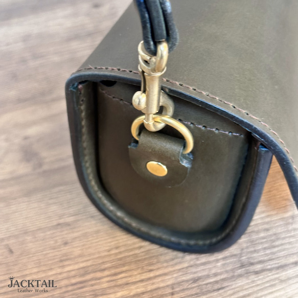 【オーダーサンプル】フルートケースカバー（ショルダーパッド付）／オイルレザー（カーキ） 5cm カーキ 高さ 奥行き