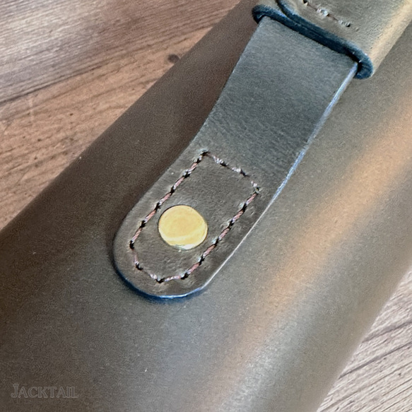 【オーダーサンプル】フルートケースカバー（ショルダーパッド付）／オイルレザー（カーキ） 5cm カーキ 高さ 奥行き