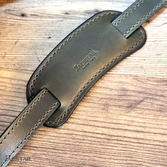 【オーダーサンプル】フルートケースカバー（ショルダーパッド付）／オイルレザー（カーキ） 5cm カーキ 高さ 奥行き