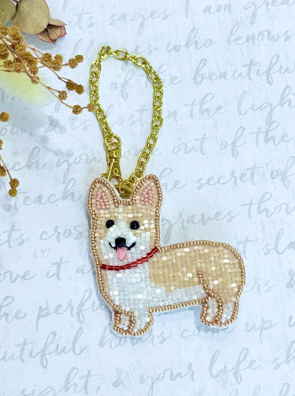 【オオルリ】　ビーズ刺繍ブローチバッグチャーム 99ef4cb5f23c99d53fd6761007ea09