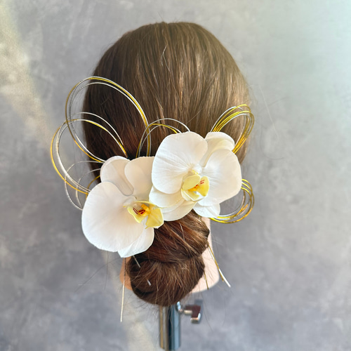 胡蝶蘭髪飾り水引セット 和装 成人式 七五三 ウェディング ヘッド