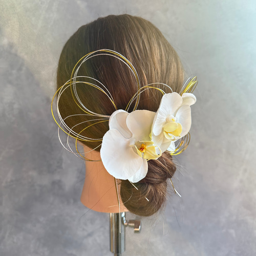 胡蝶蘭髪飾り水引セット 和装 成人式 七五三 ウェディング ヘッド