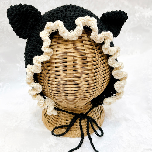 ベビーボンネット ハンドメイド ボンネット 猫耳 ねこ耳 ハロウィン 