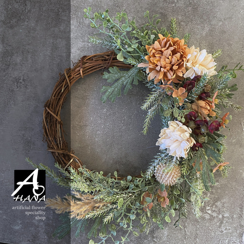 ウィンターハーフリース♡ドライフラワーリース