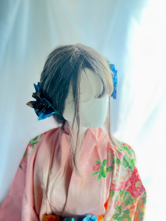 紫陽花の髪飾り　和風　和装　着物 3枚目の画像
