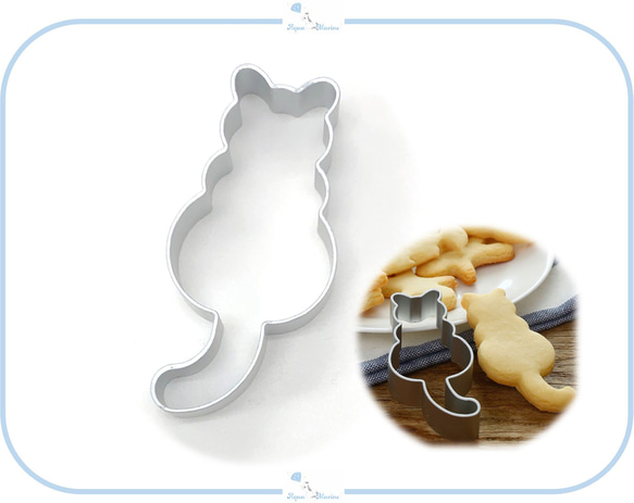 E23 ねこ 後ろ姿 クッキー 型 アルミ お菓子作り 抜き型 ハロウィン クリスマス 猫 ネコ 動物 デザイン 2枚目の画像